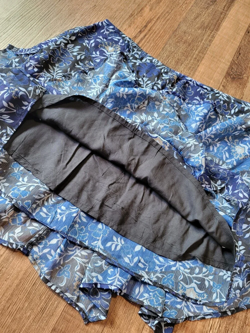 Free People Blue Floral Botanical Asymmetrical Fairycore Mini Skirt